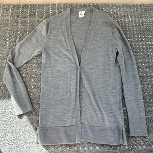 Gray Women's Merino Wool Cardigan Sweater Sz m